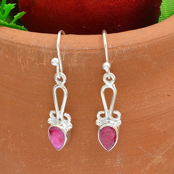 Pink Ruby Opaque Earrings