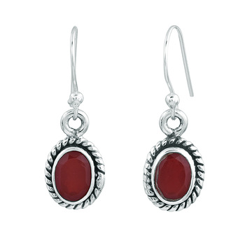 925 Sterling Sliver Red Onyx Earrings