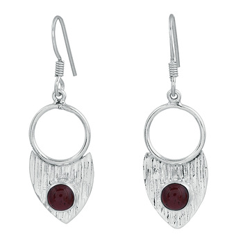 925 Sterling Sliver Round garnet Gemstone earring, Color : Multi Color