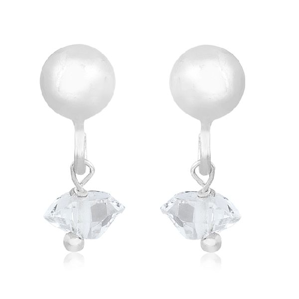 Silver Crystal Quartz Gemstone earring