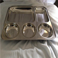 Stainless steel ss compartment dinner plate, Color : Silver