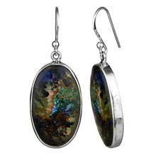 Meadows Oval azurite gemstone earrings