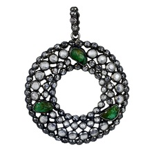 Meadows 925 Silver emerald white topaz pendant, Occasion : Gift