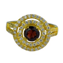 Round 925 Silver Garnet gemstone Ring, Gender : Children's, Men's, Women's
