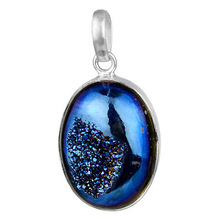 Meadows 925 Silver Oval Druzy gemstone Pendant, Occasion : Gift