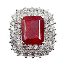 Ruby and CZ gemstone Pendant, Shape : Baguette, Round