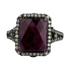 925 Silver Ruby Diamond Ring