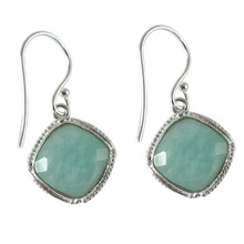 silver amezonite gemstone earrings