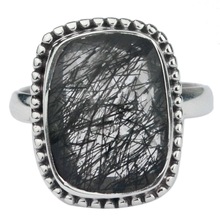 Silver Black Rutile Ring