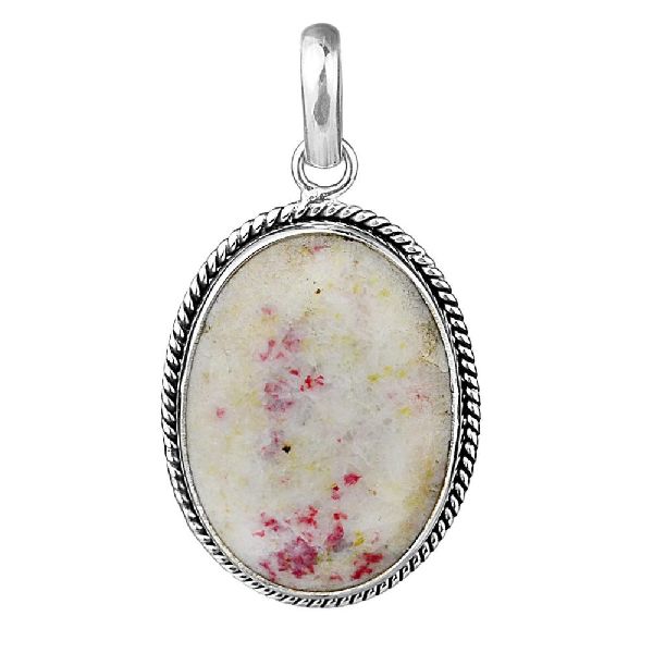 silver cinnabar jasper pendant