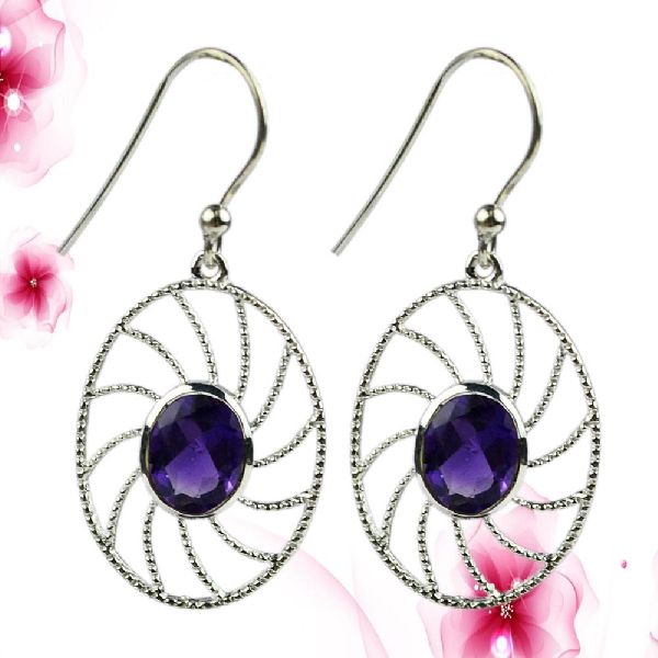 silver delightful amethyst earrings