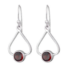 Silver genuine Garnet Earrings