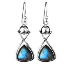 silver labradorite earring