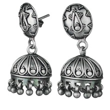 Silver oxidized jhumki earrings, Occasion : Anniversary, Engagement, Gift, Party, Wedding