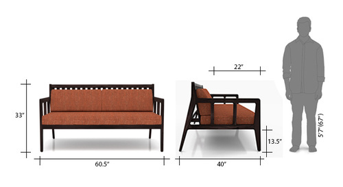 Three Seater Wooden Sofa