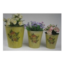 metal planters hand painted