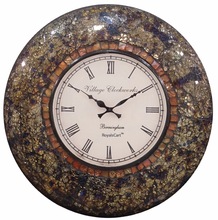 Glass Mosaic Analog Wall Clock, for Home Decoration