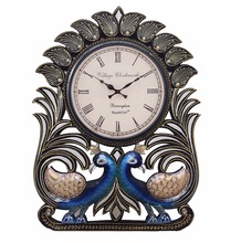Handcrafted Peacock Analog Wall Clock, Color : Multi
