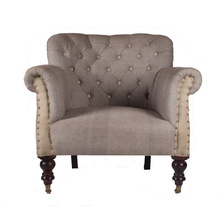 Fabric Beige Linen Arm Chair