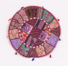Traditional Art Cotton Bohemian Patchwork pouf, Size : 56*56*31 CM