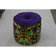 Traditional Art Cotton Floral ottoman pouf, Size : 45 *45 *45 CM