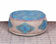 Cotton Traditional Art embroidered ottoman stool, Style : Patchwork