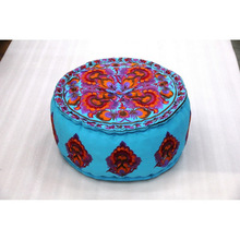 Traditional Art Cotton Ottoman Puffe, Color : Multicolor