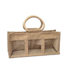COSMETIC JUTE GIFT BAGS WINDOW, Size : Custom Size Accepted