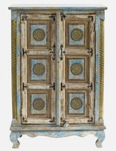 OEM Antique Wooden Almirah, Color : Distressed Finish Blue
