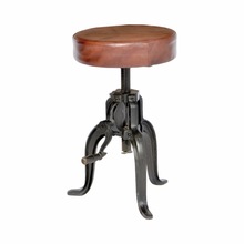 Crank Stool With Leather Seat