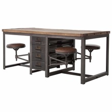 Reclaimed Wood + Iron Metal Industrial Office Table
