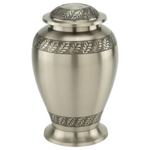 Pewter Leaf Band Cremation Urn, Style : American Style
