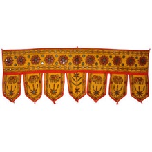 100 % Cotton Embroidered Hanging Bandhanwar Toran Valance, for Curtain, Kitchen, Window, Door