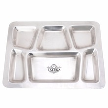 Square Shaper Stainless Steel Compartment Tray, for Restaurant Industry, Color : Silver