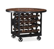 Industrial Iron Bar Table With Wheel