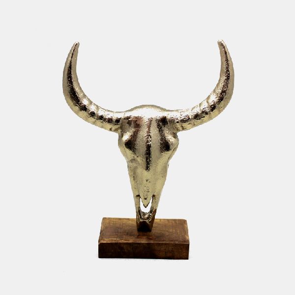 ROUGH BRASS EPL Bull Head Sculpture, for Table Decor, Home Decoration, Size : 21.50 x 7.50 x 27 cm