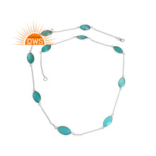 Aqua Chalcedony Gemstone Necklace 9