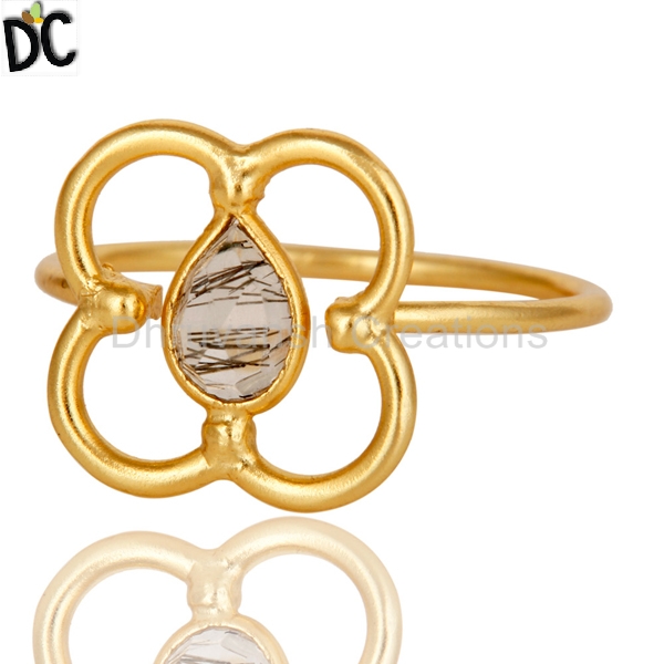 Dhruvansh Silver Black Rutile Gemstone Ring, Gender : Women's