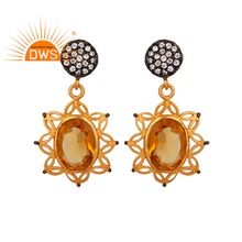 CZ Hydro Citrine Gemstone Earring, Occasion : Anniversary, Engagement, Gift, Party, Wedding, Daily Wear