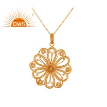 Flower Design Handmade Gold Plated Pendant