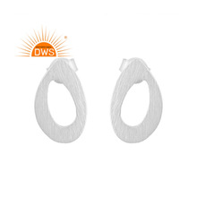 Oval Shape Designer White Rhodium Plated Stud Earring