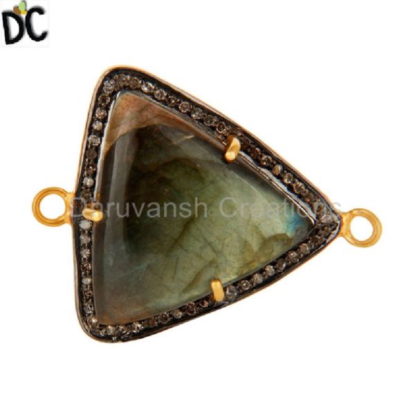 Pave Diamond Labradorite Gemstone Connector