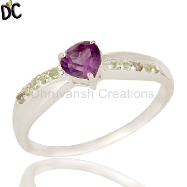 Peridot and Amethyst Gemstone Ring