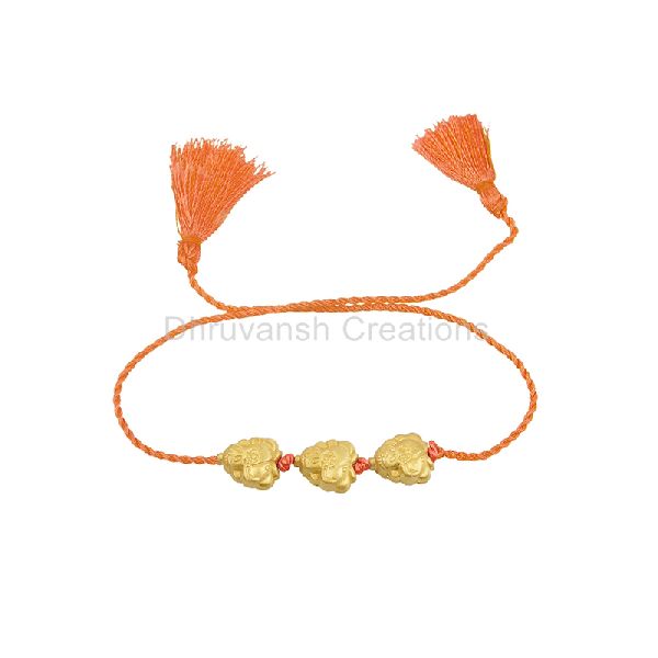 Silver Bead Orange Macrame Bracelet