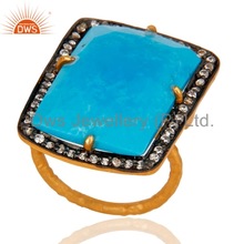 Turquoise And CZ Gemstone Ring