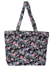 Cotton Durrie Foldable Storage Tote Bag, Color : Black pink