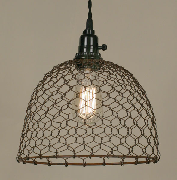  pendant-light-chicken-wire-rust, Cover Material : IRON