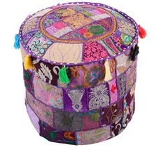 Cotton Blend Antique Furniture Pouffe Covers, Size : Customized Size