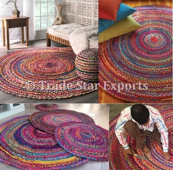 cotton dhurrie carpet round braided rug