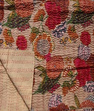 Floral cotton kantha quilt, for Home, Hotel, Feature : Comfortable